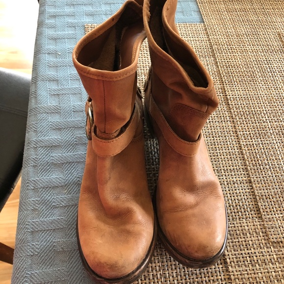 Lucky Brand Boots- Tan Leather Buckles Soft Ankle - Picture 2 of 6